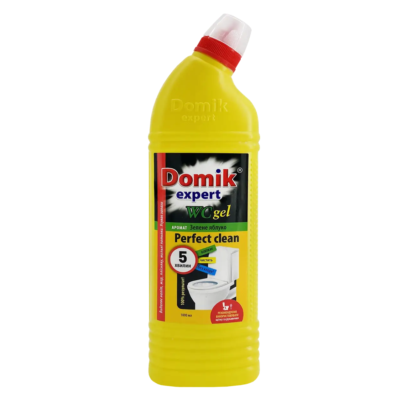 Гель для унітазів кислотний Domik Expert аромат зелене яблуко 1000 мл